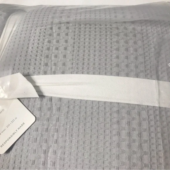 NEW Pottery Barn Honeycomb Cotton FULL/QUEEN Comforter Chambray Gray Mist READ